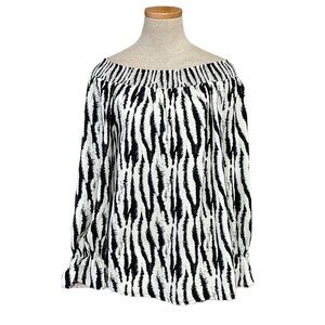 Patrizia Luca Milano Top Womens Large Black White NWT Off Shoulder Zebra Print